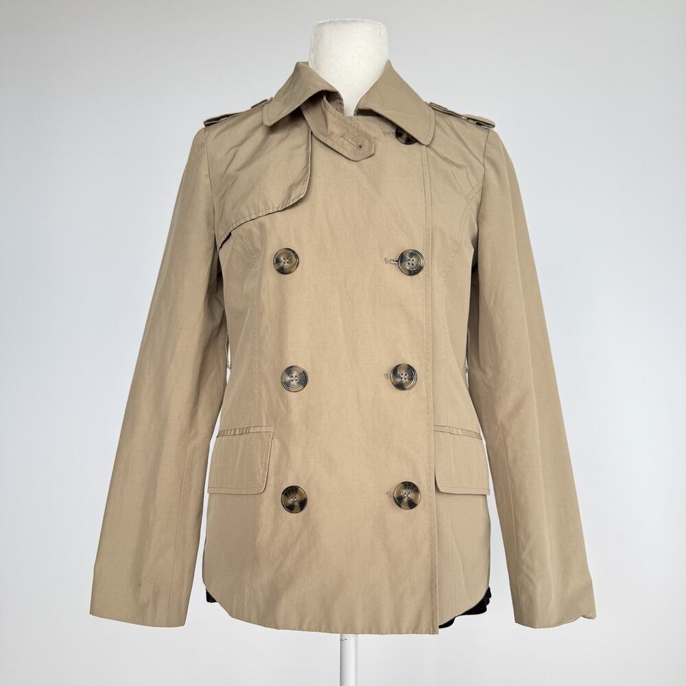 Forever 21 Trench Coat Jacket Juniors Small Beige Double Breasted Short Collared